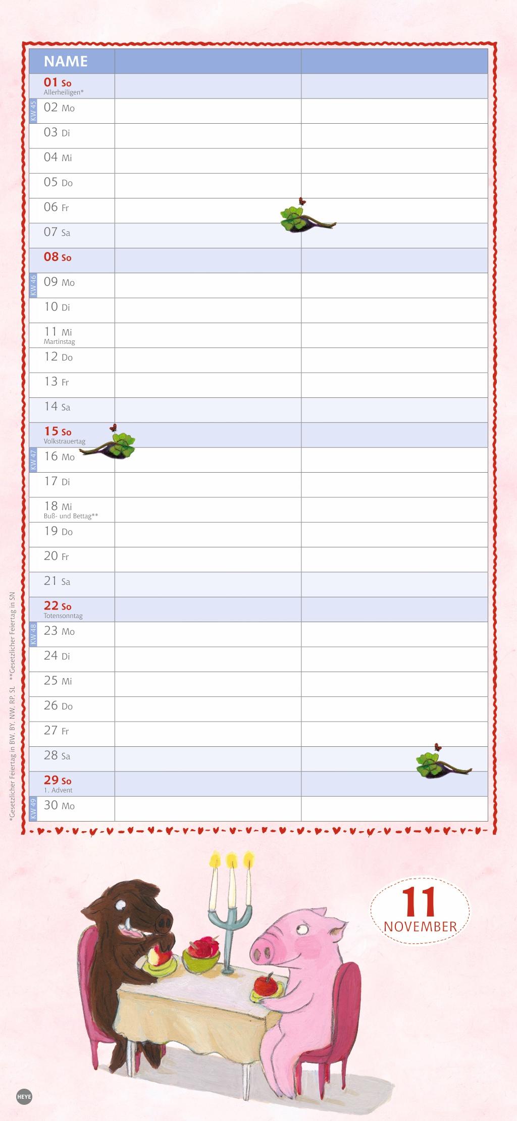 Beispielinhalt (Bild) Rosalie & Trüffel Planer für zwei 2026