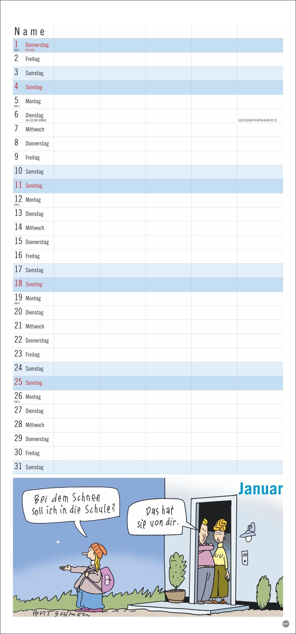 Beispielinhalt (Bild) Peter Butschkow: Familienplaner 2026