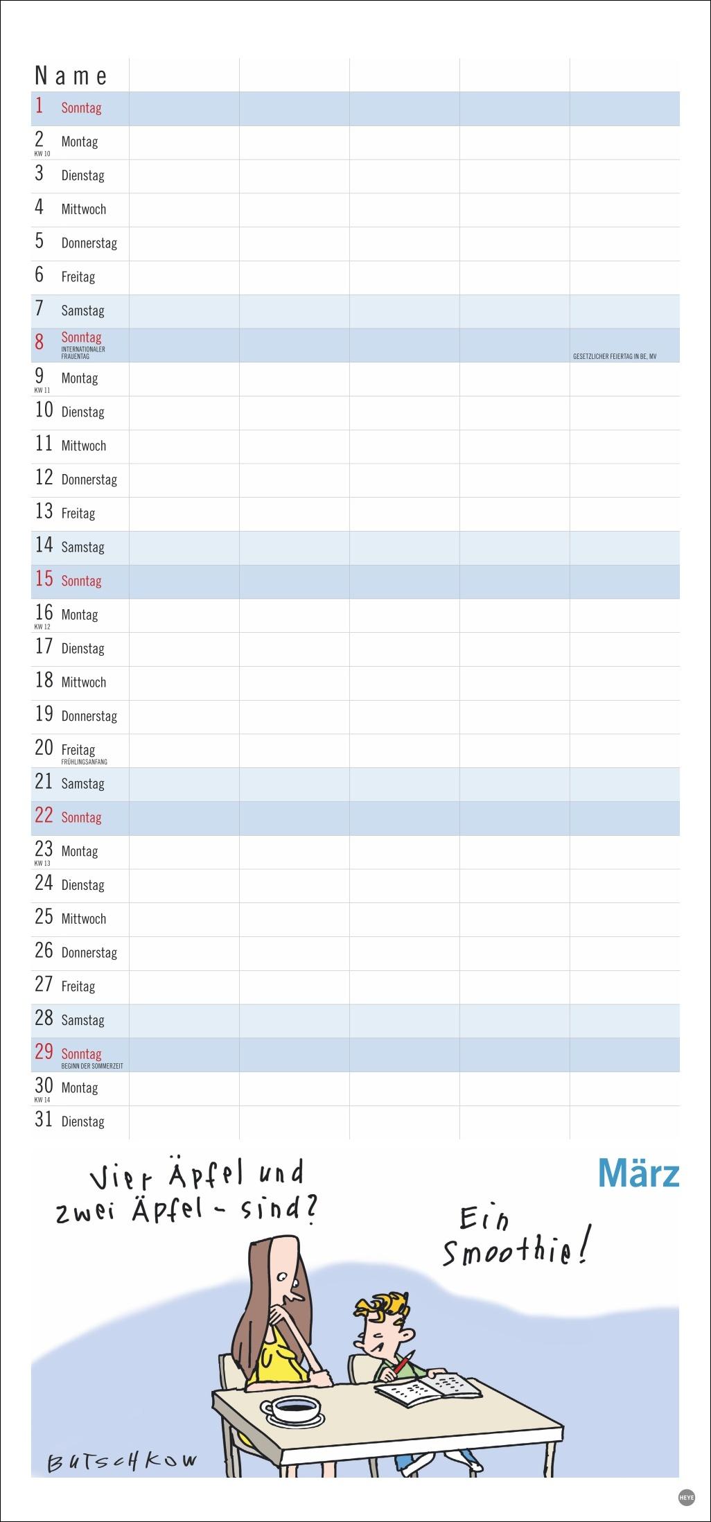 Beispielinhalt (Bild) Peter Butschkow: Familienplaner 2026