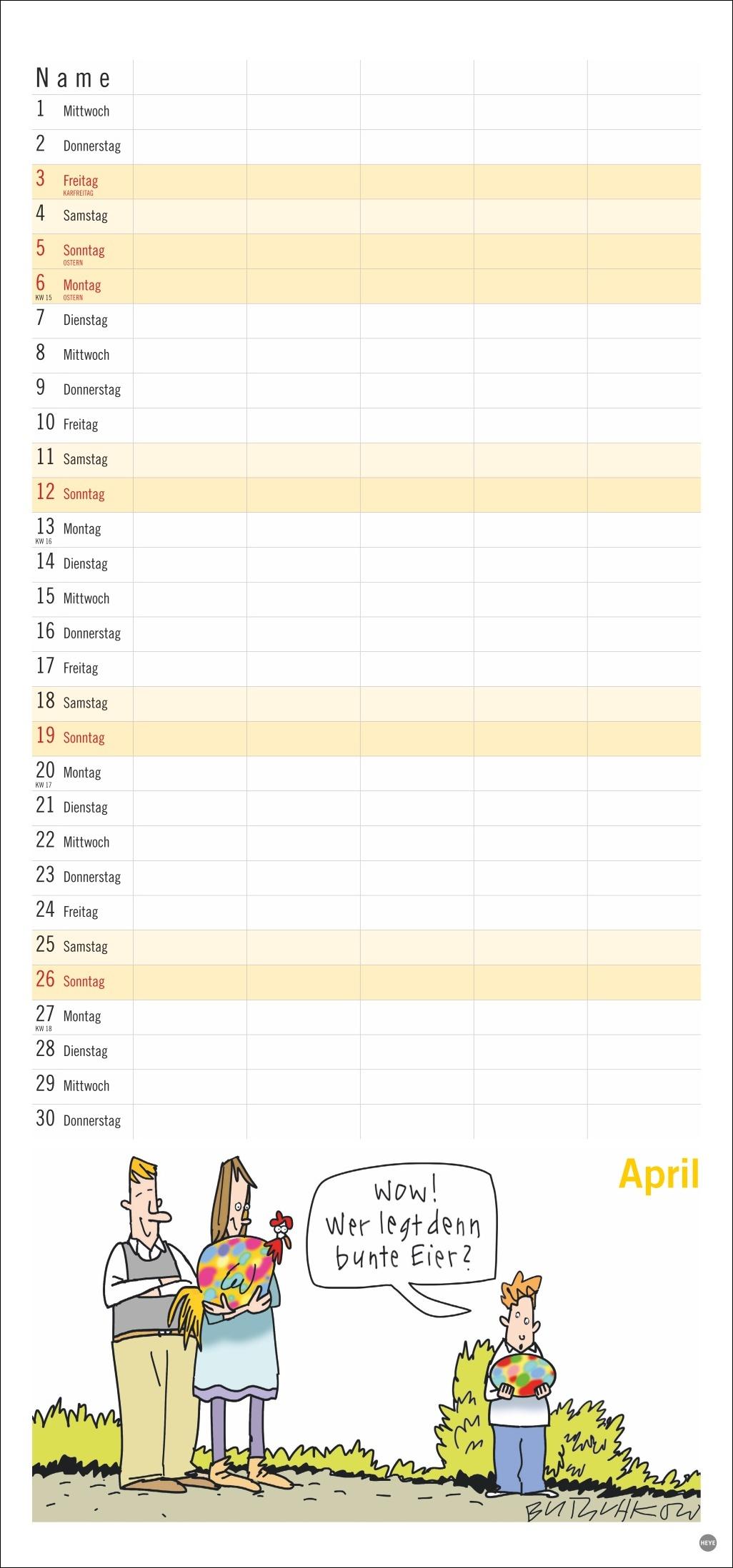 Beispielinhalt (Bild) Peter Butschkow: Familienplaner 2026