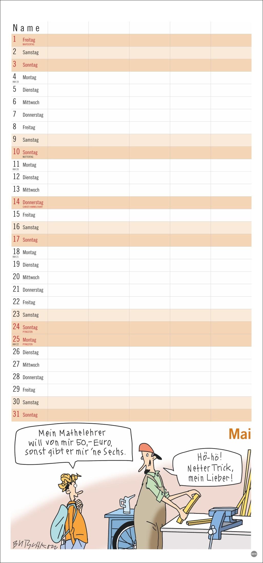 Beispielinhalt (Bild) Peter Butschkow: Familienplaner 2026