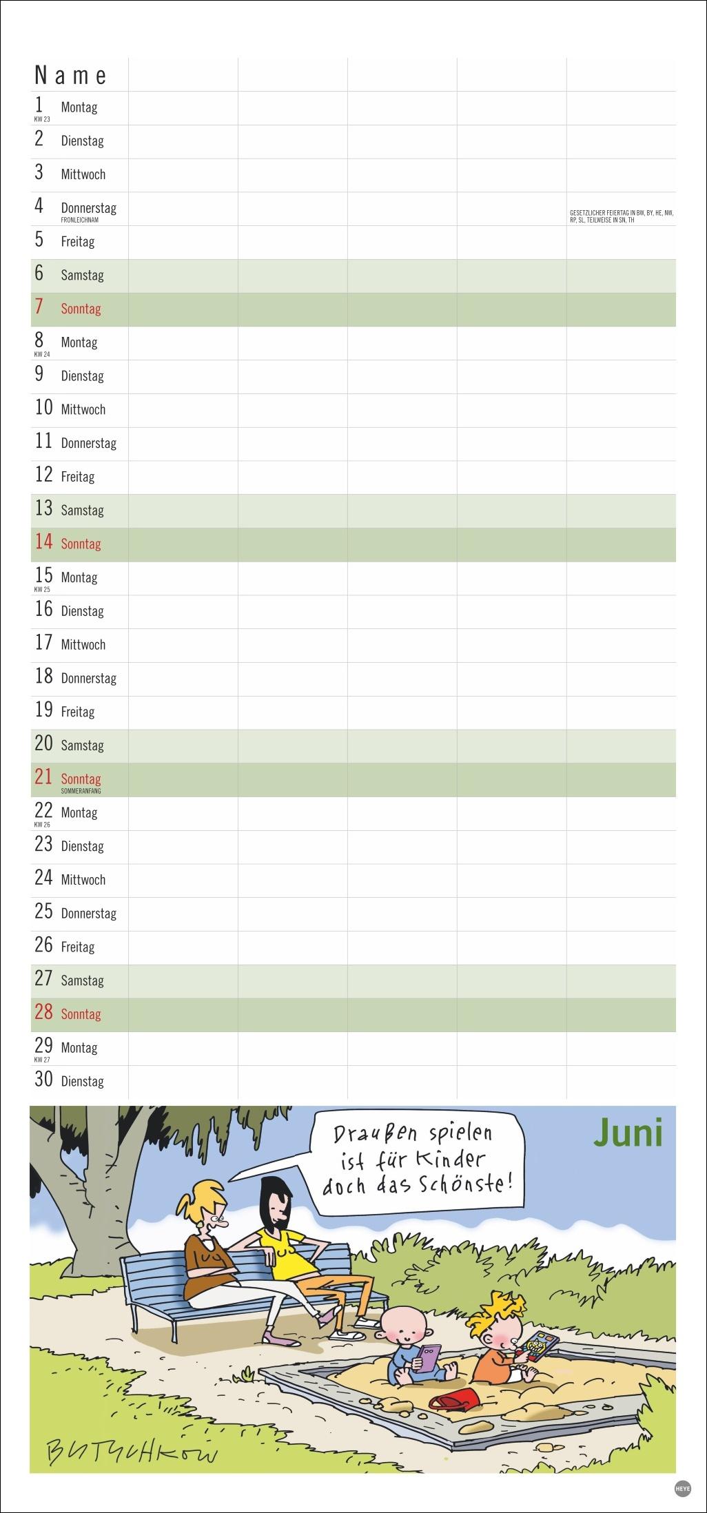 Beispielinhalt (Bild) Peter Butschkow: Familienplaner 2026