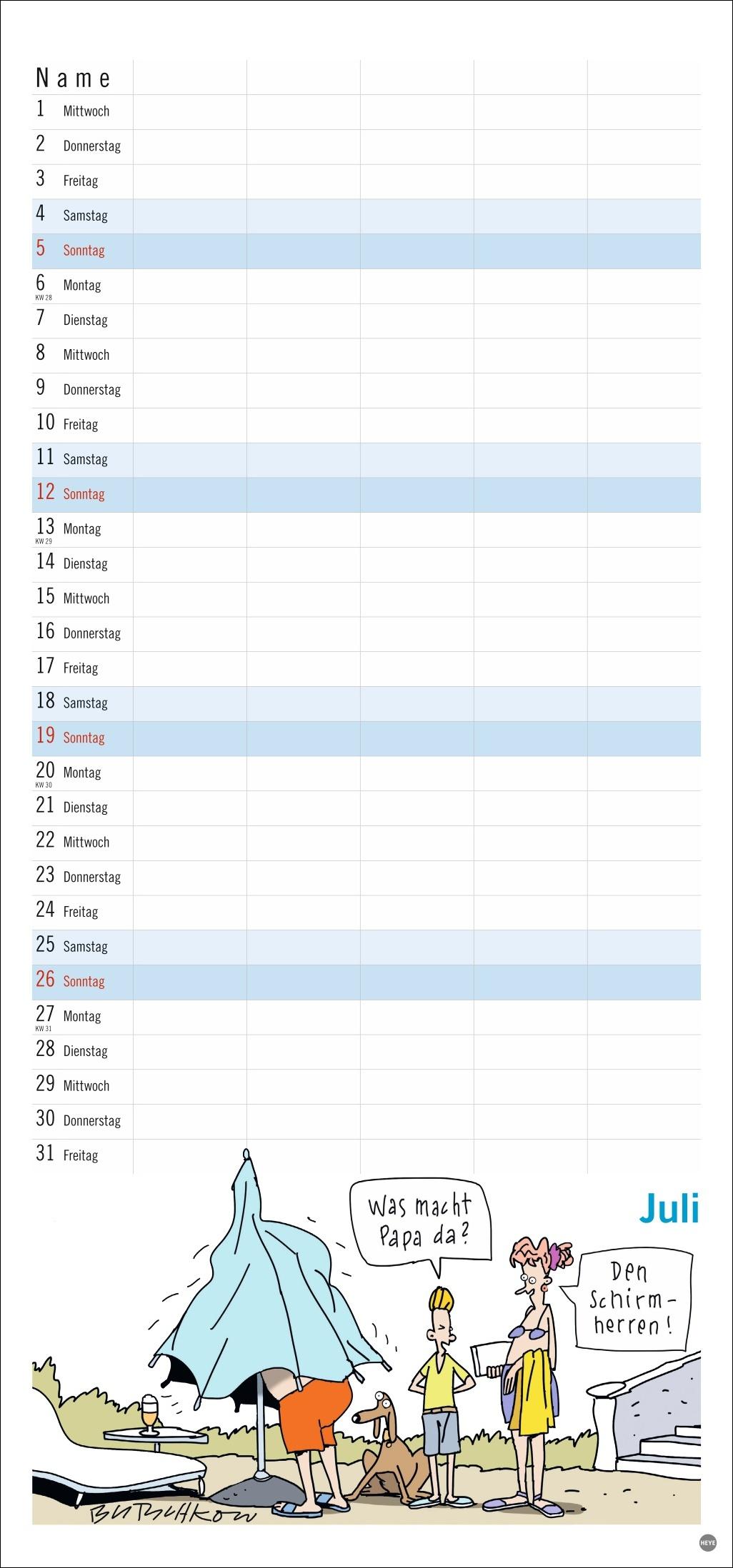 Beispielinhalt (Bild) Peter Butschkow: Familienplaner 2026