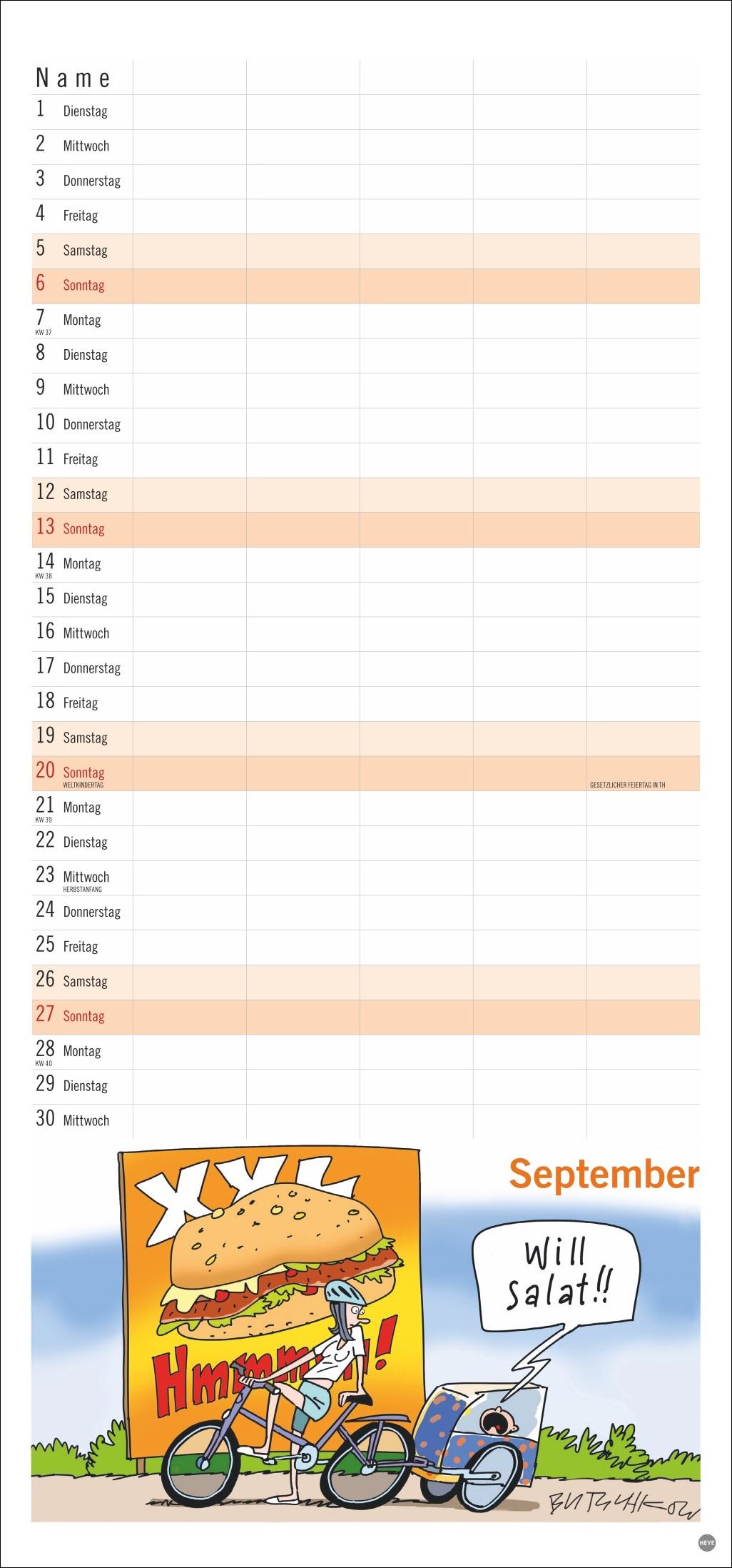Beispielinhalt (Bild) Peter Butschkow: Familienplaner 2026