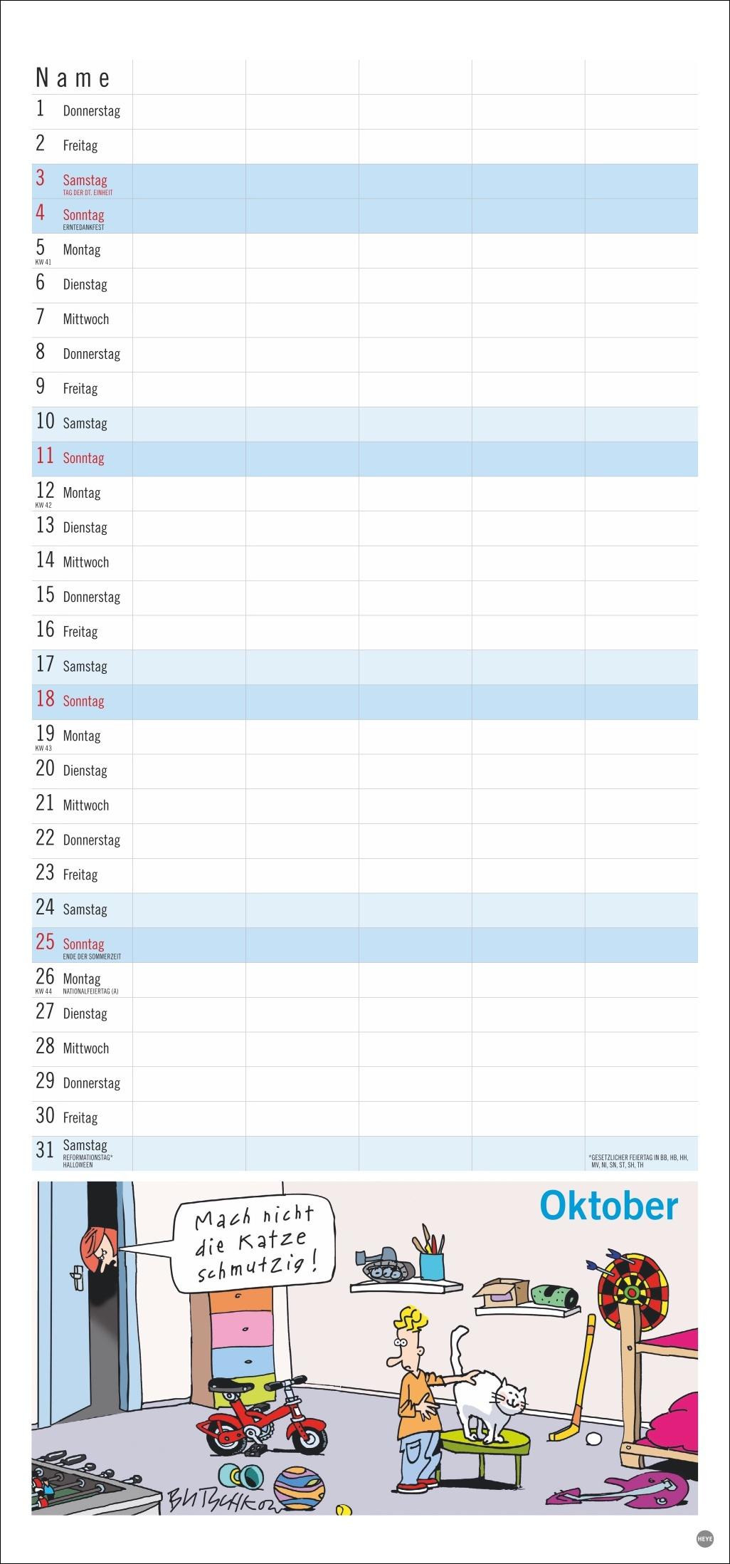 Beispielinhalt (Bild) Peter Butschkow: Familienplaner 2026