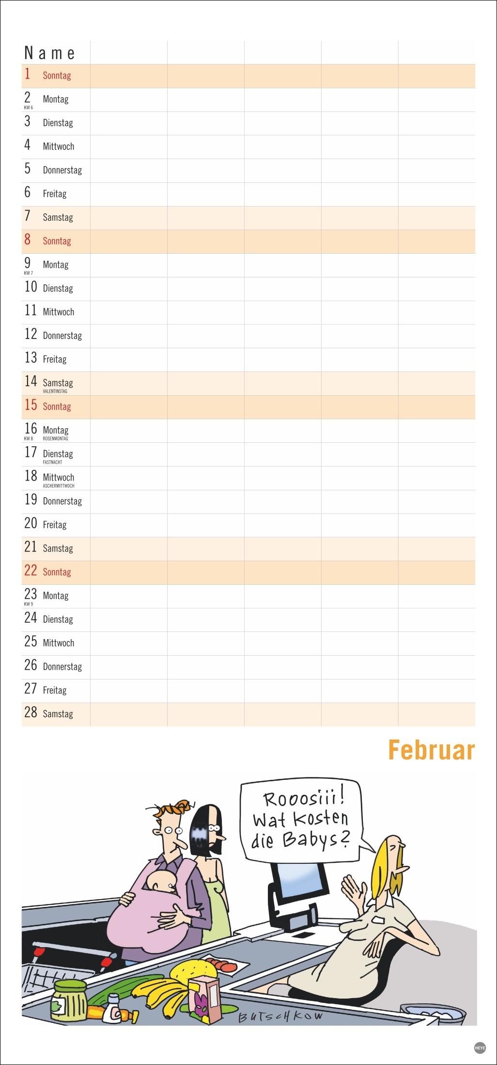 Beispielinhalt (Bild) Peter Butschkow: Familienplaner 2026