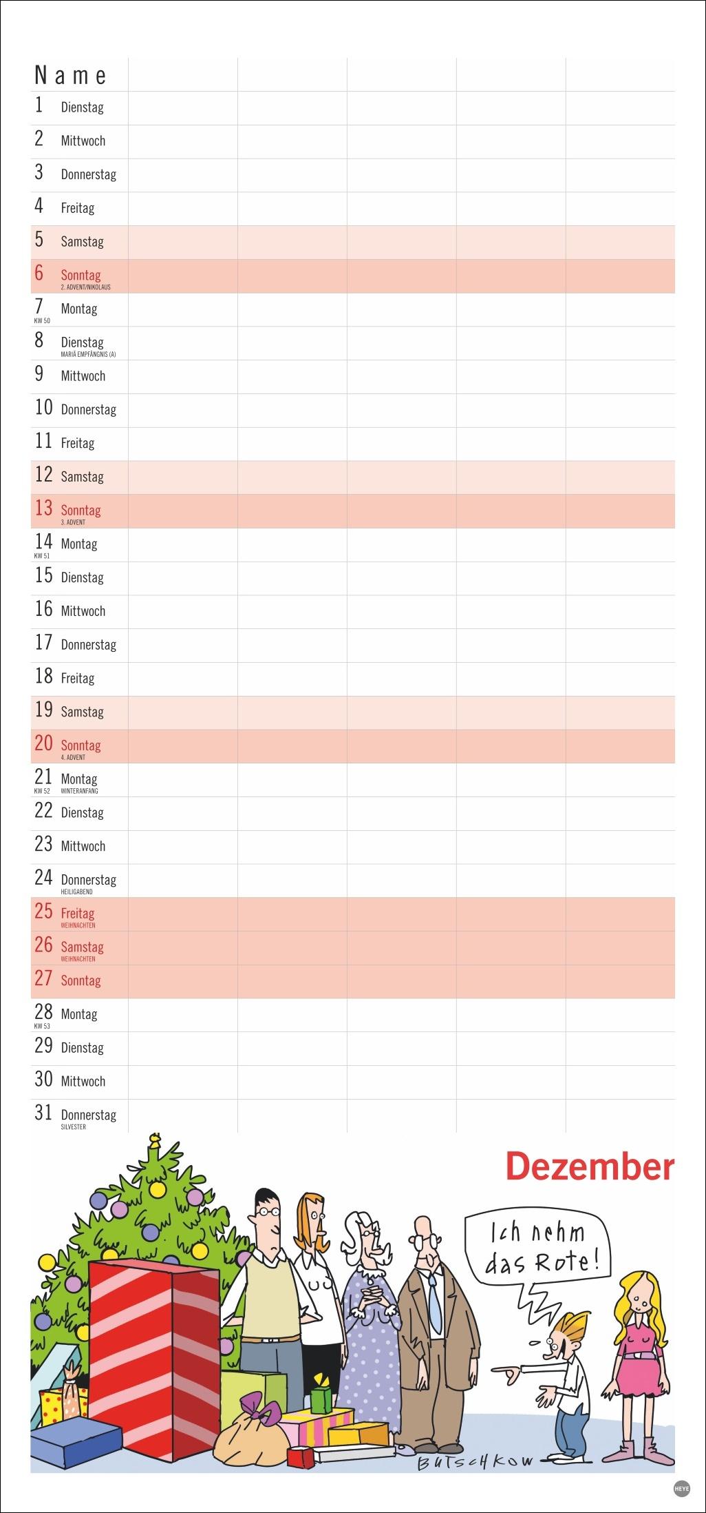 Beispielinhalt (Bild) Peter Butschkow: Familienplaner 2026
