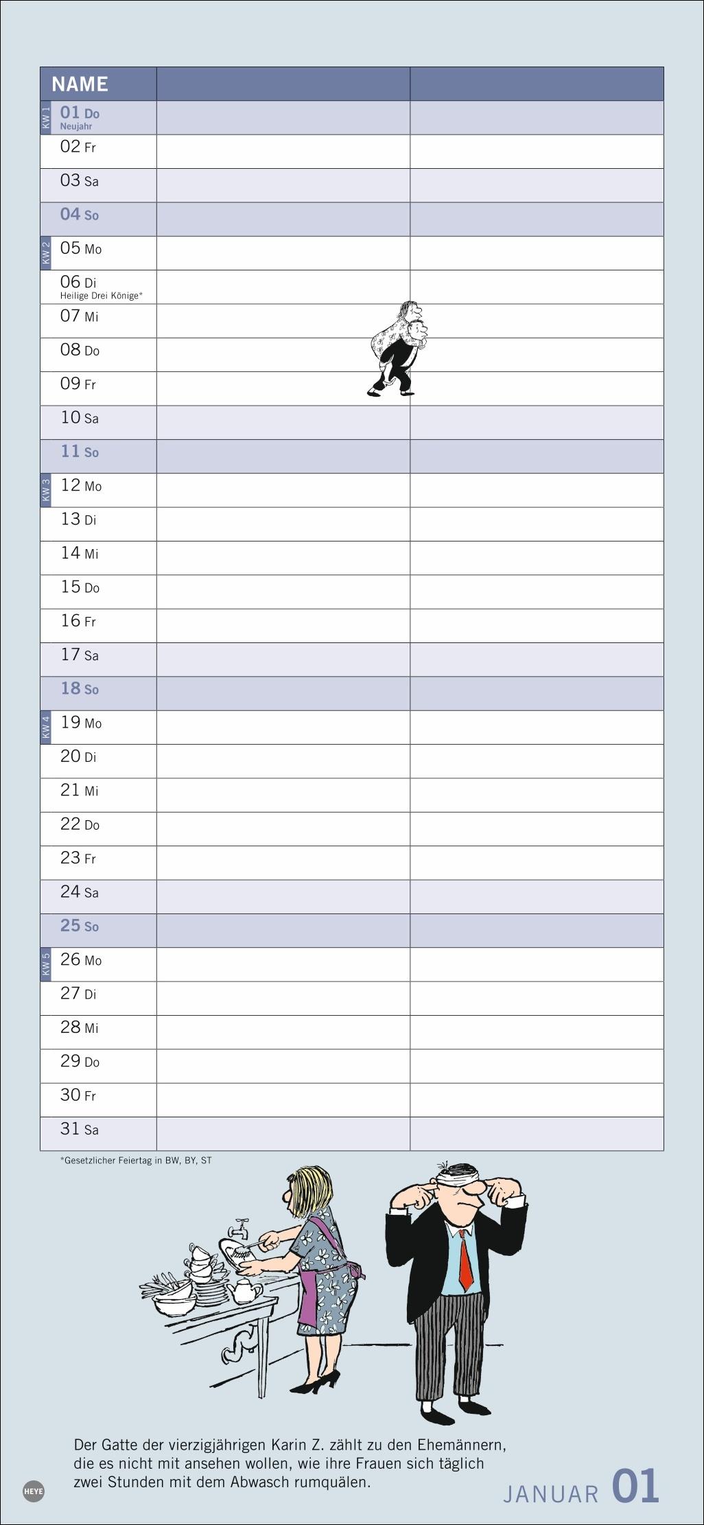 Beispielinhalt (Bild) Loriot Planer für zwei 2026