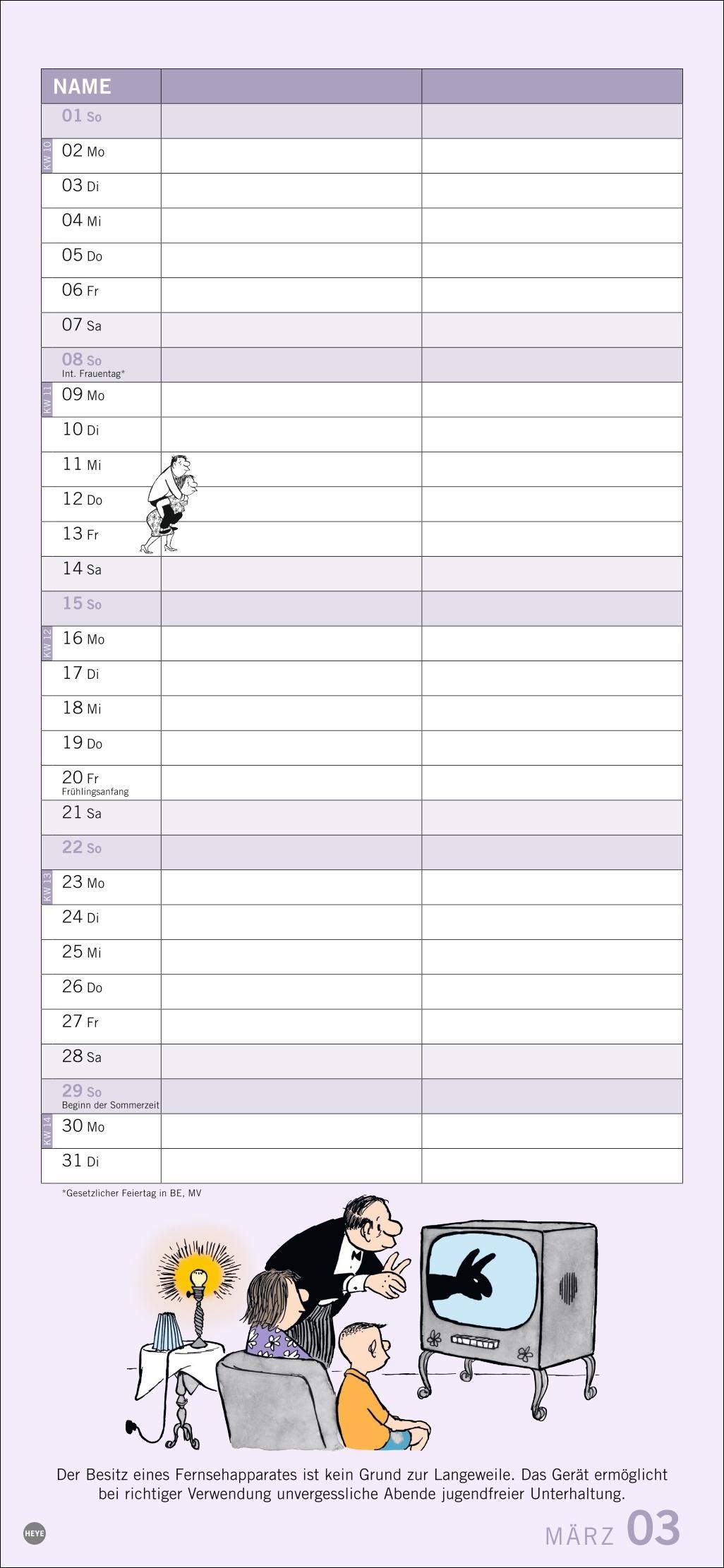 Beispielinhalt (Bild) Loriot Planer für zwei 2026