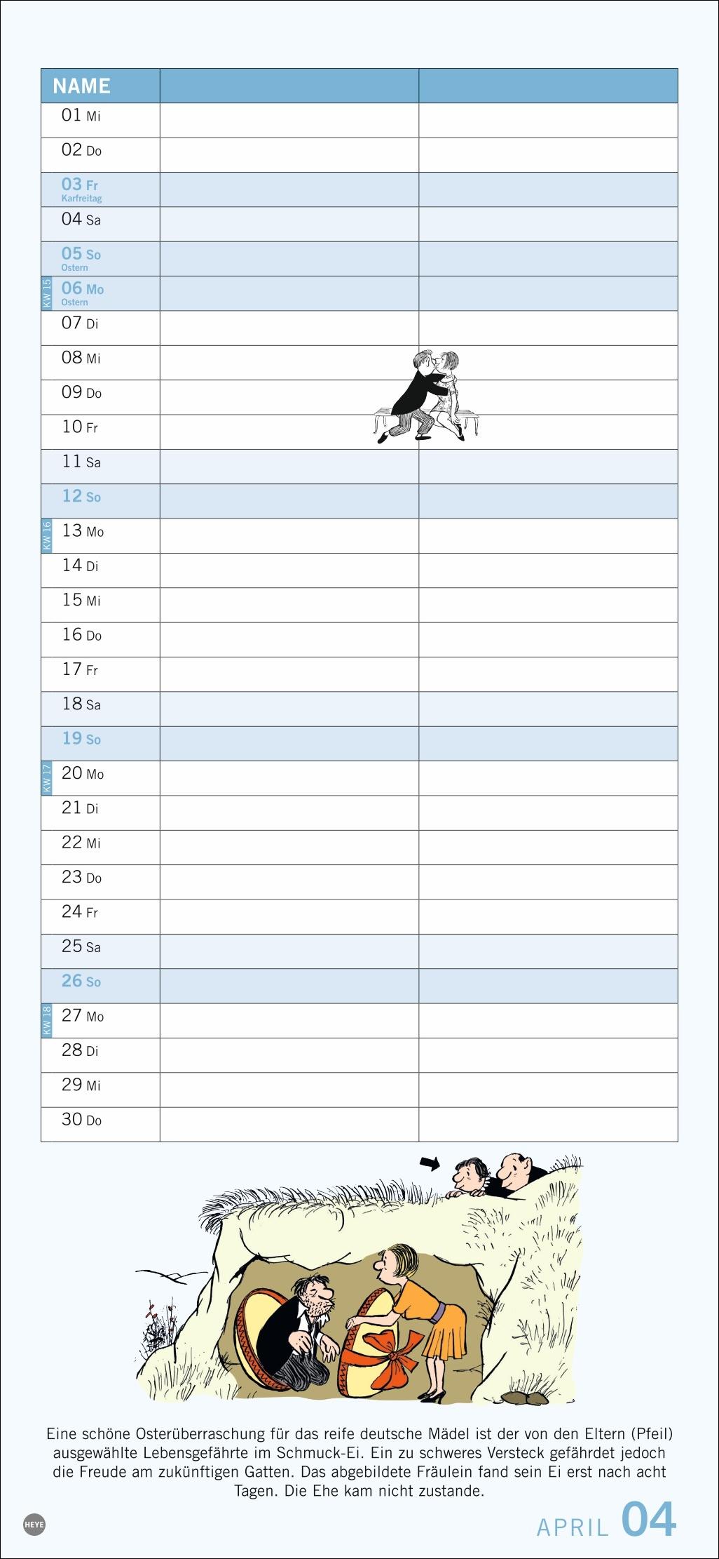 Beispielinhalt (Bild) Loriot Planer für zwei 2026