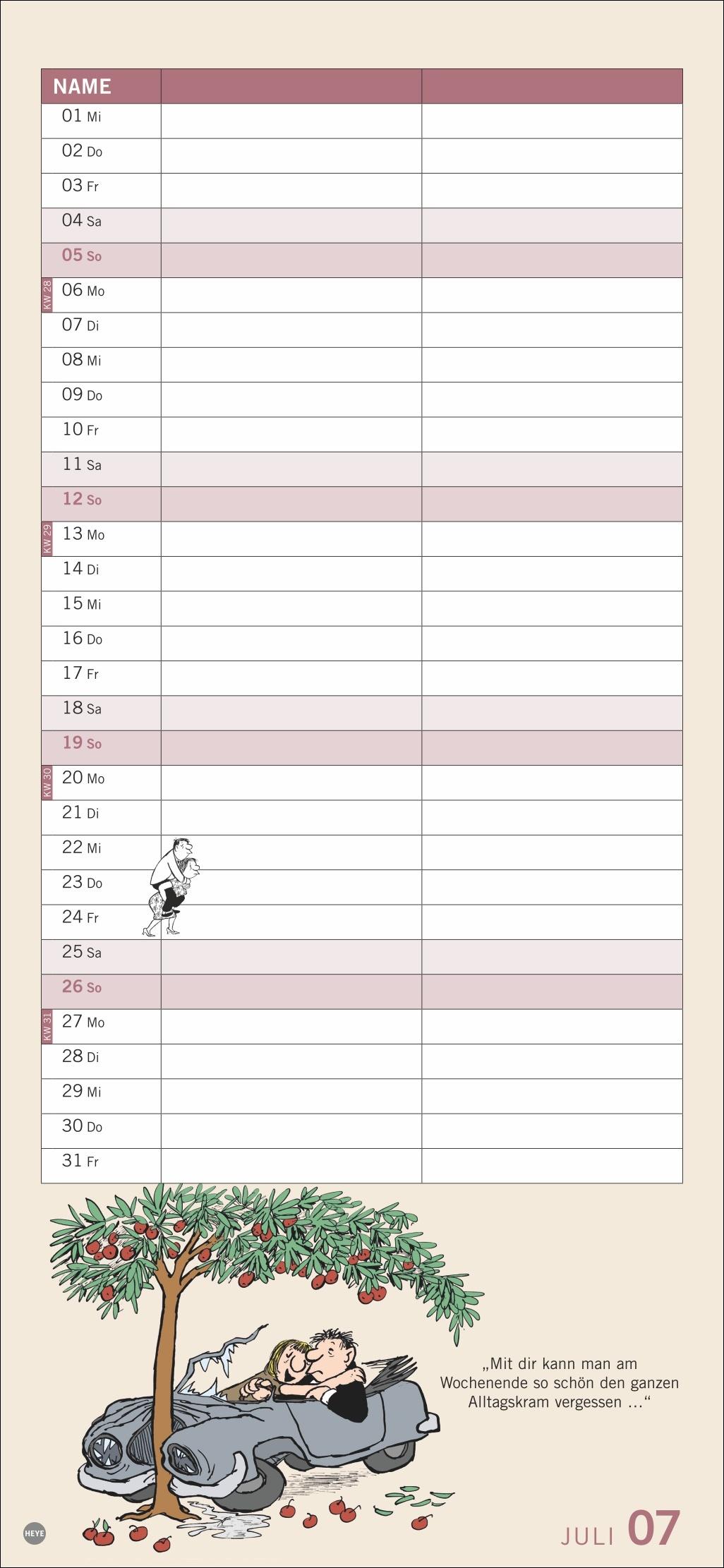 Beispielinhalt (Bild) Loriot Planer für zwei 2026