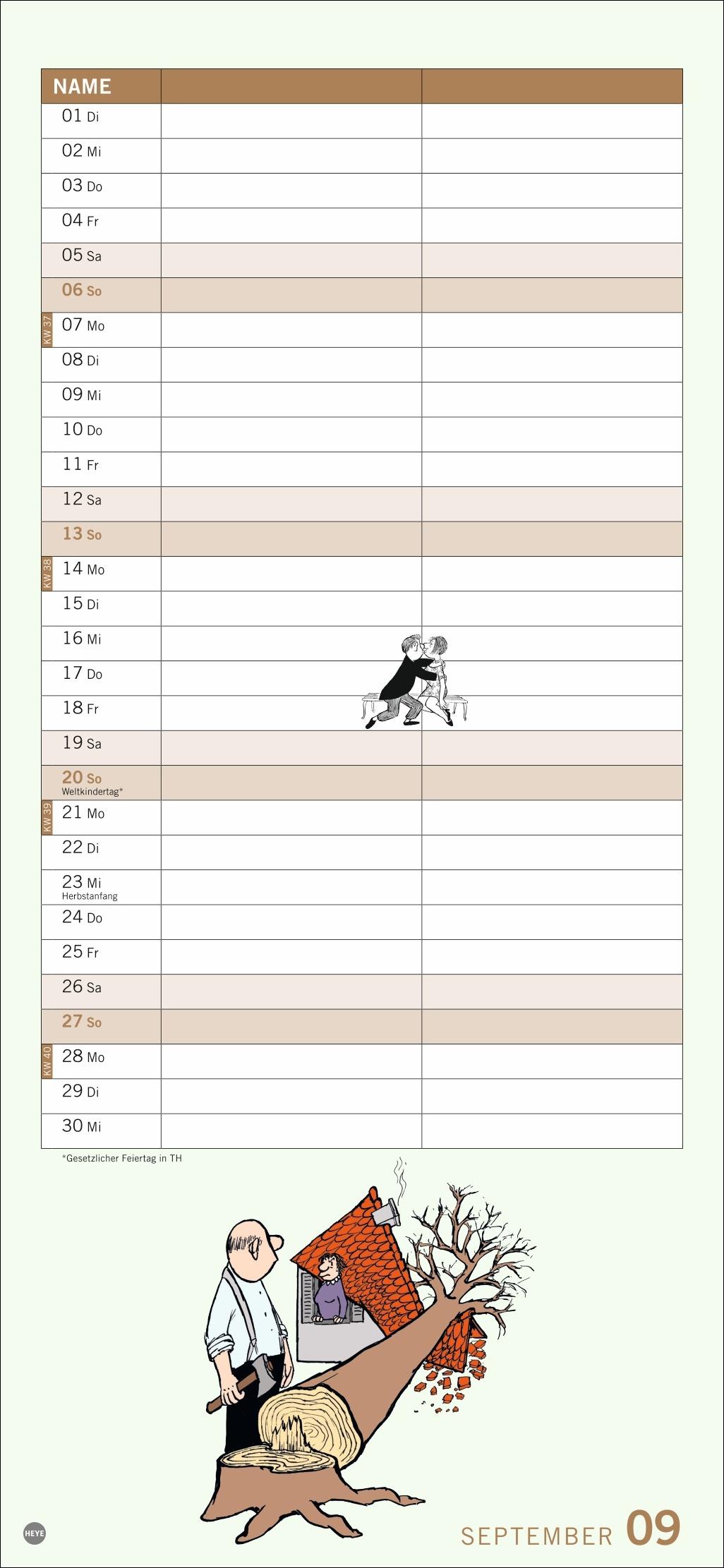 Beispielinhalt (Bild) Loriot Planer für zwei 2026