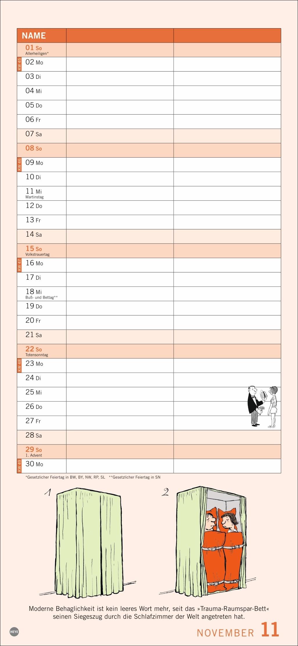 Beispielinhalt (Bild) Loriot Planer für zwei 2026