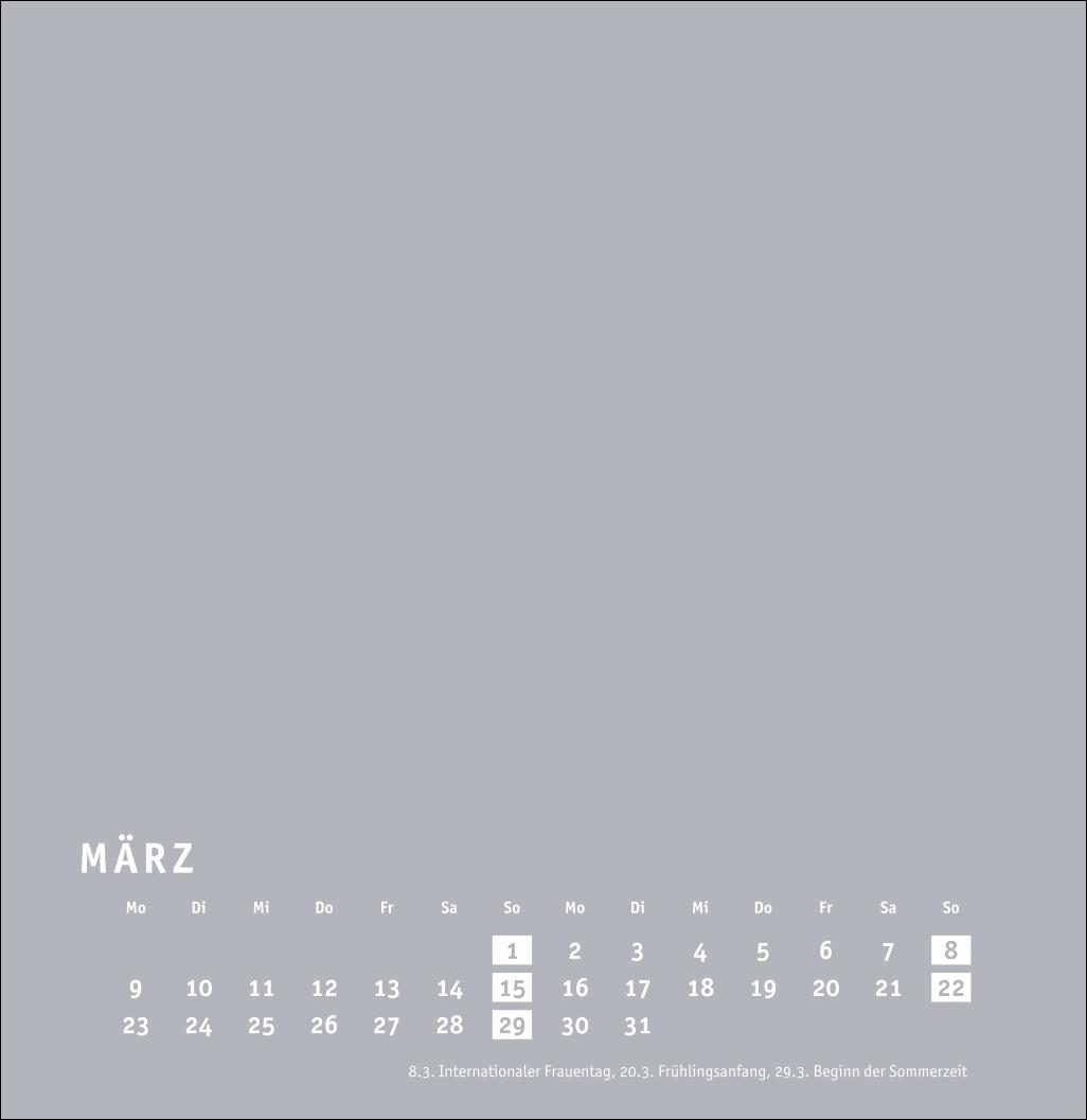 Beispielinhalt (Bild) Premium-Bastelkalender silbergrau groß 2026