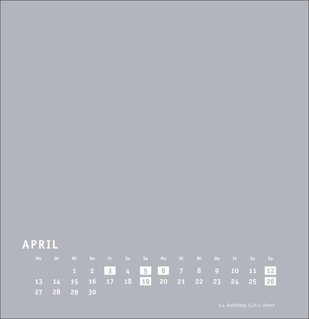 Beispielinhalt (Bild) Premium-Bastelkalender silbergrau groß 2026