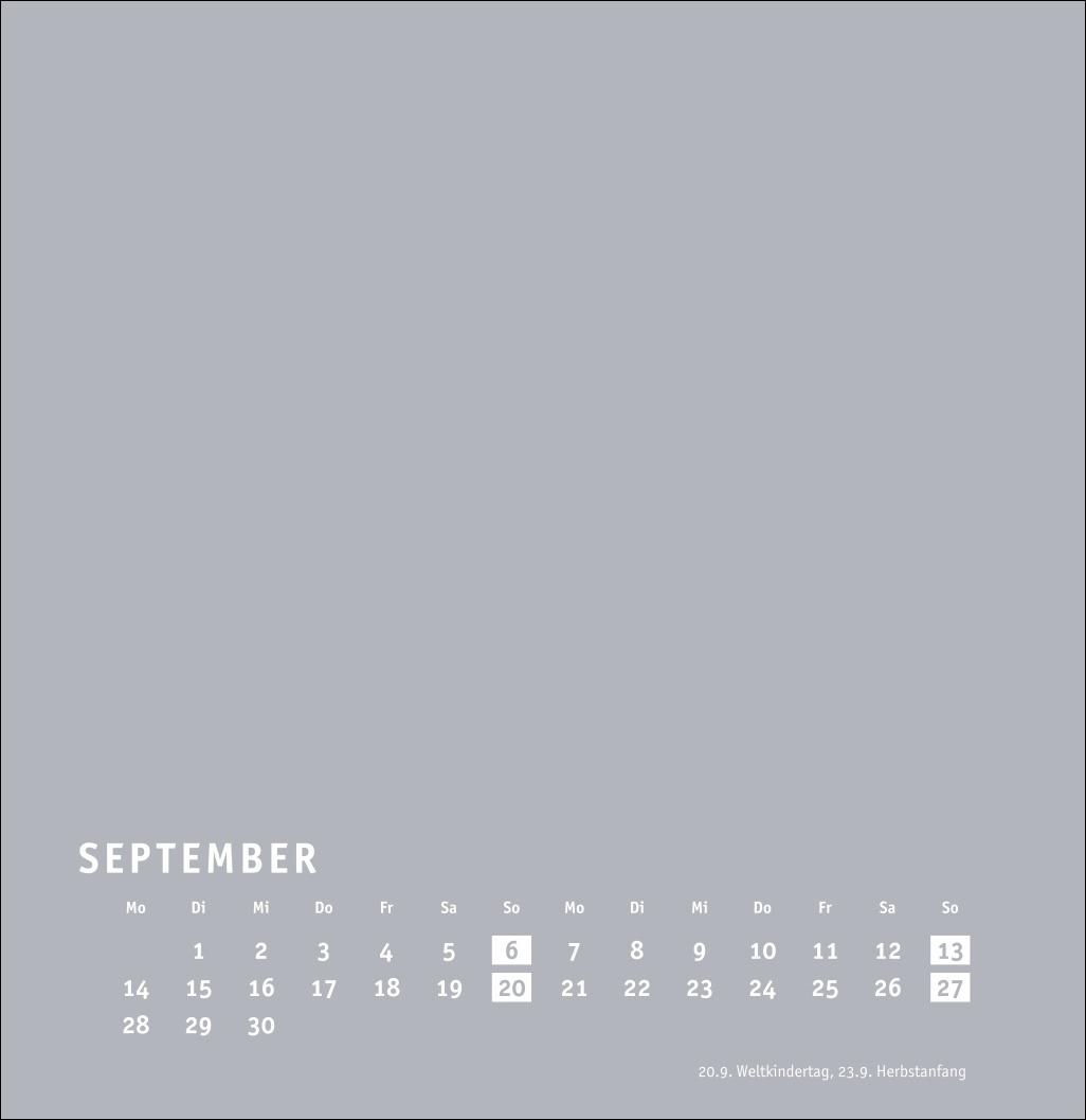 Beispielinhalt (Bild) Premium-Bastelkalender silbergrau groß 2026