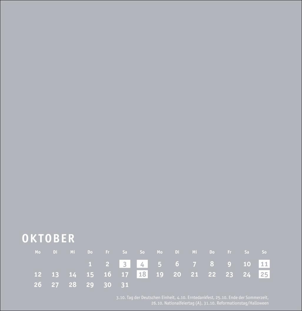 Beispielinhalt (Bild) Premium-Bastelkalender silbergrau groß 2026