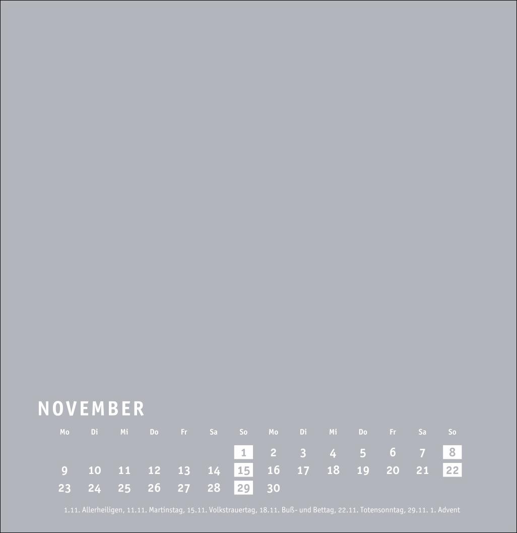 Beispielinhalt (Bild) Premium-Bastelkalender silbergrau groß 2026