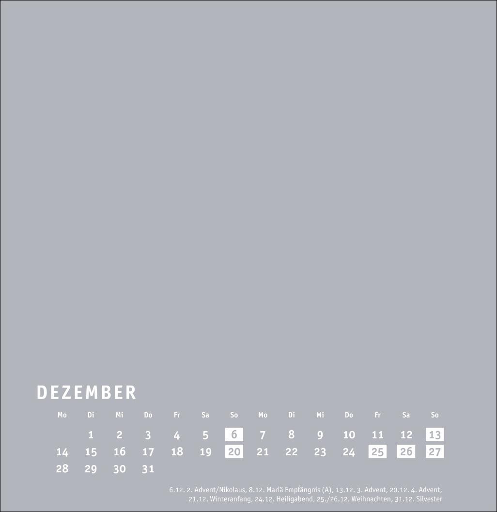 Beispielinhalt (Bild) Premium-Bastelkalender silbergrau groß 2026