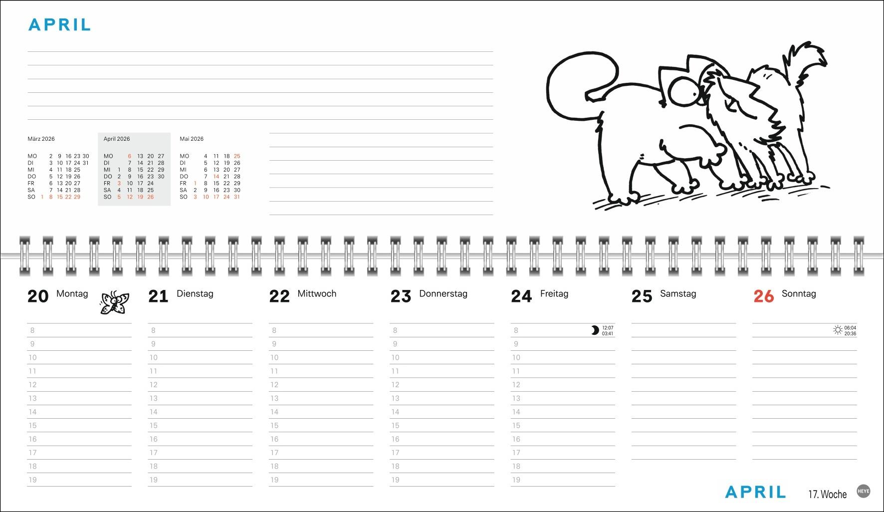 Beispielinhalt (Bild) Simons Katze Büroplaner 2026