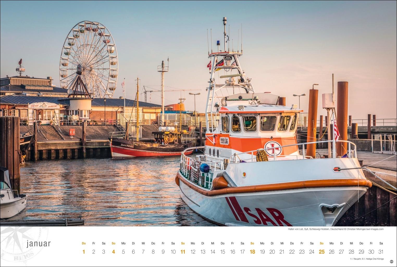 Beispielinhalt (Bild) Nordsee Globetrotter Kalender 2026 - Von frischem Wind und weiten Stränden