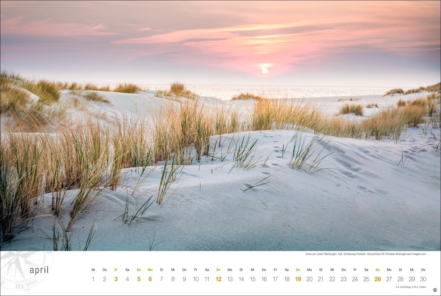 Beispielinhalt (Bild) Nordsee Globetrotter Kalender 2026 - Von frischem Wind und weiten Stränden