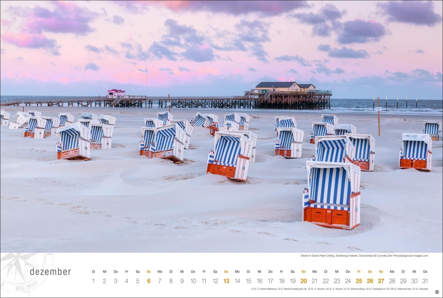 Beispielinhalt (Bild) Nordsee Globetrotter Kalender 2026 - Von frischem Wind und weiten Stränden