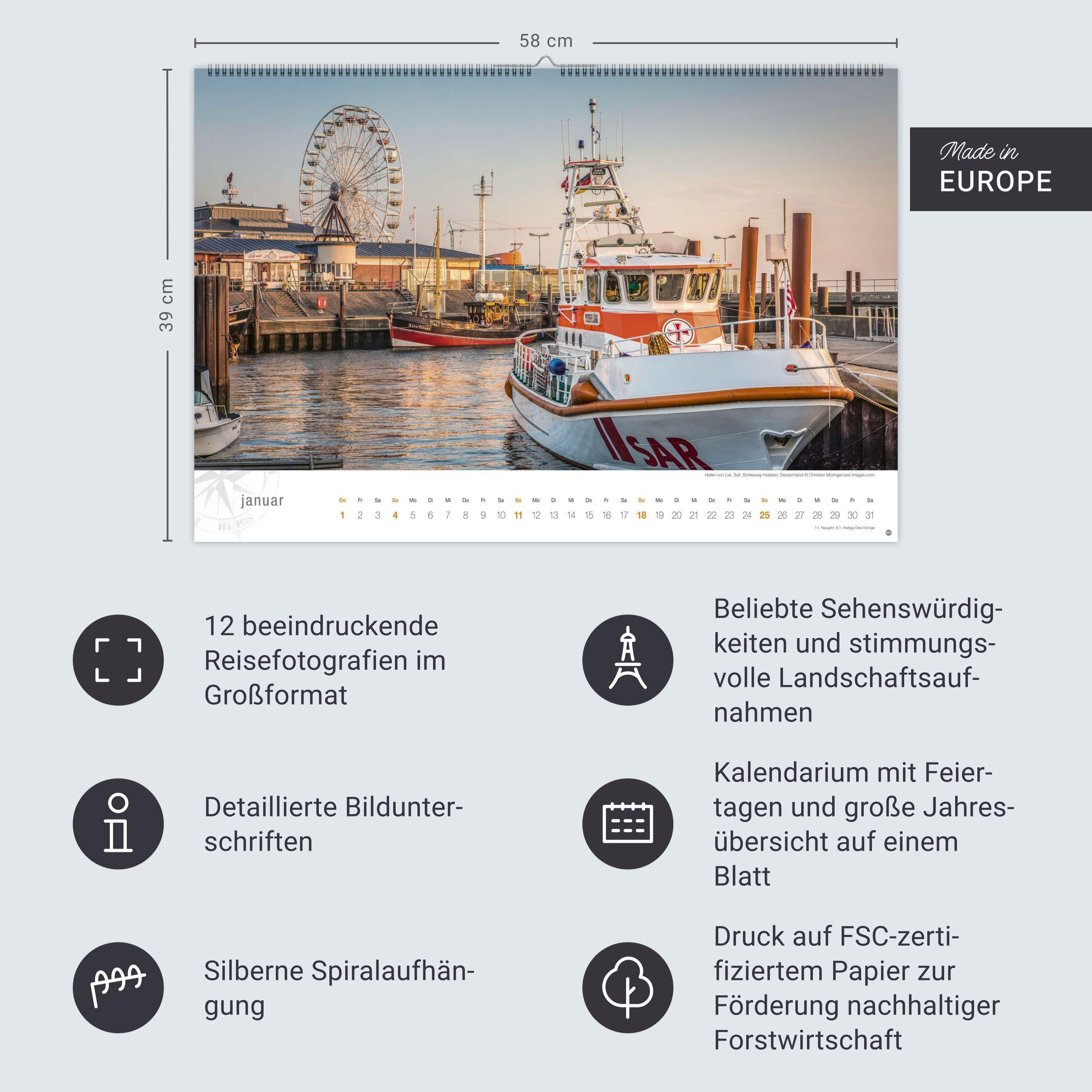 Beispielinhalt (Bild) Nordsee Globetrotter Kalender 2026 - Von frischem Wind und weiten Stränden