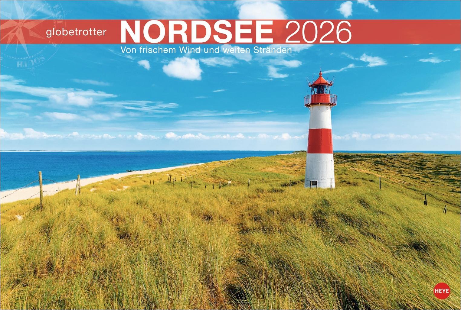 Vorderes Coverbild Nordsee Globetrotter Kalender 2026 - Von frischem Wind und weiten Stränden