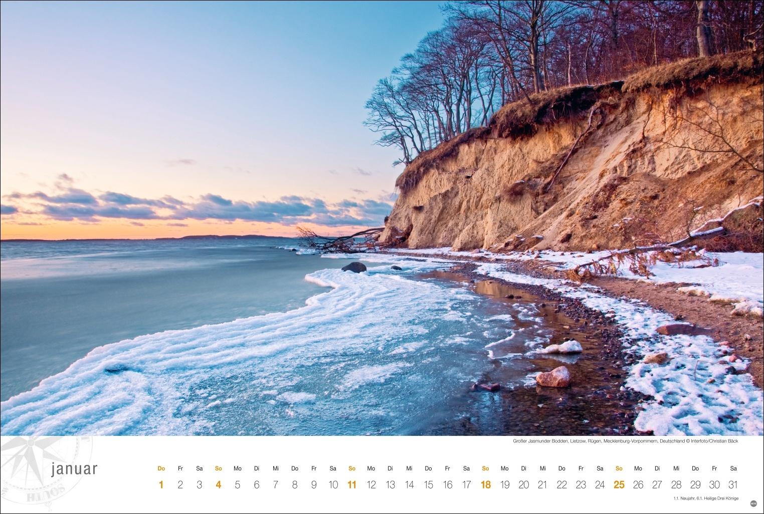 Beispielinhalt (Bild) Ostsee Globetrotter Kalender 2026 - Von behaglichen Strandkörben und rauen Küsten