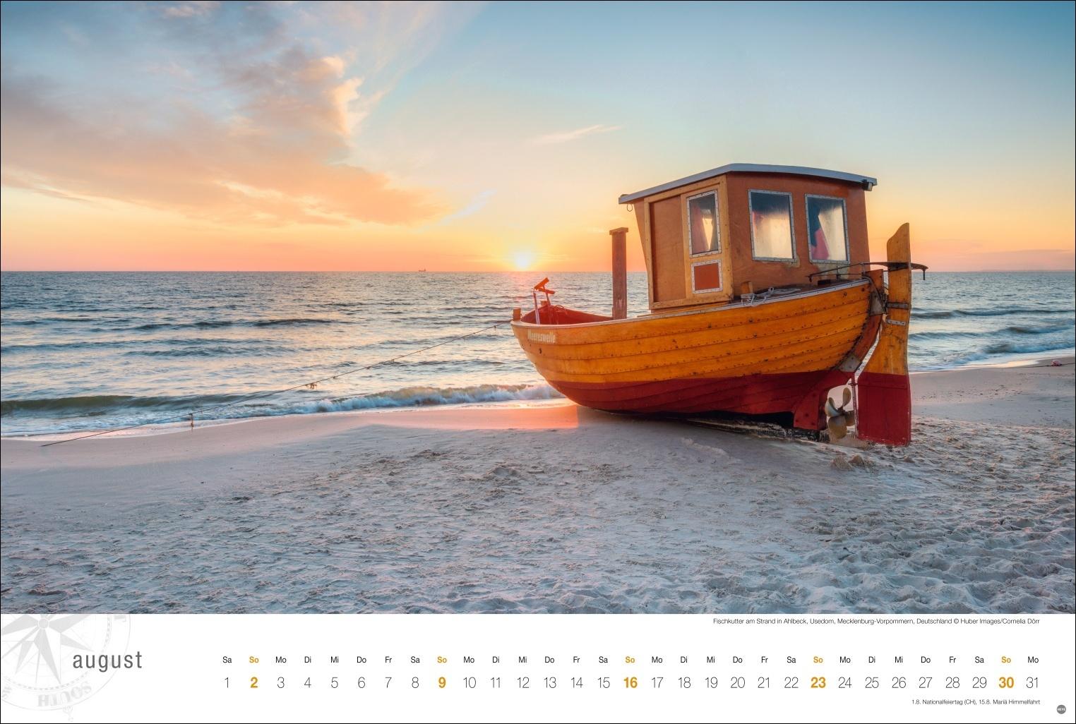 Beispielinhalt (Bild) Ostsee Globetrotter Kalender 2026 - Von behaglichen Strandkörben und rauen Küsten