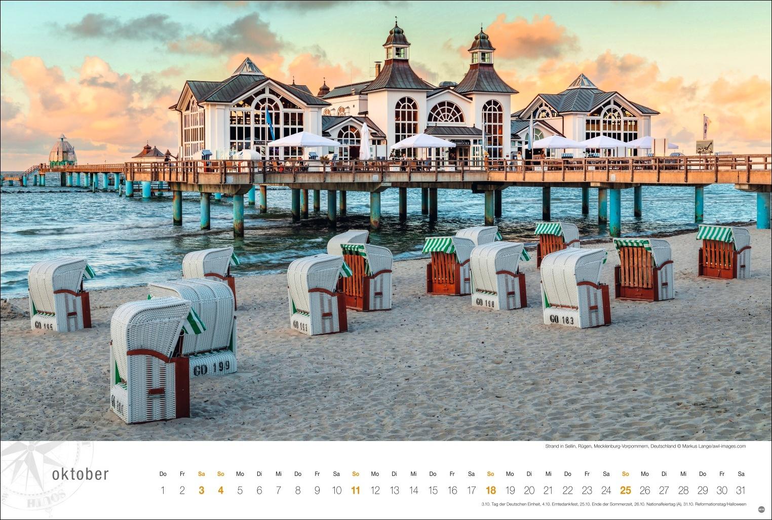 Beispielinhalt (Bild) Ostsee Globetrotter Kalender 2026 - Von behaglichen Strandkörben und rauen Küsten
