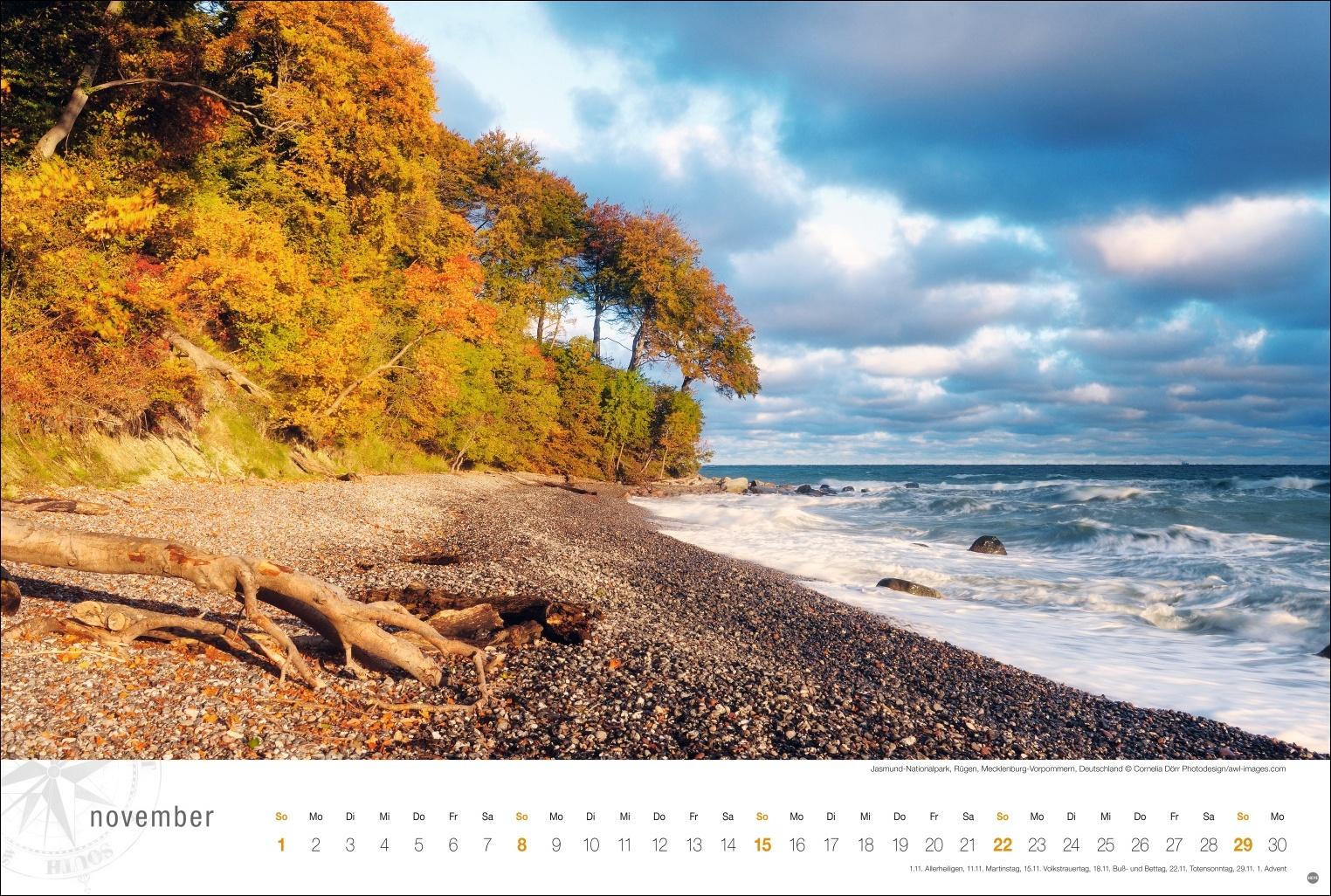 Beispielinhalt (Bild) Ostsee Globetrotter Kalender 2026 - Von behaglichen Strandkörben und rauen Küsten