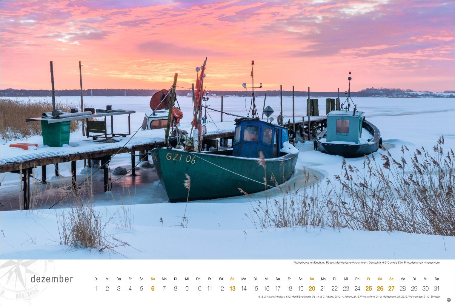 Beispielinhalt (Bild) Ostsee Globetrotter Kalender 2026 - Von behaglichen Strandkörben und rauen Küsten