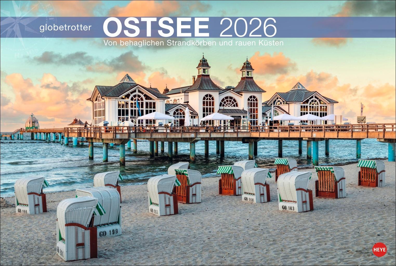 Vorderes Coverbild Ostsee Globetrotter Kalender 2026 - Von behaglichen Strandkörben und rauen Küsten