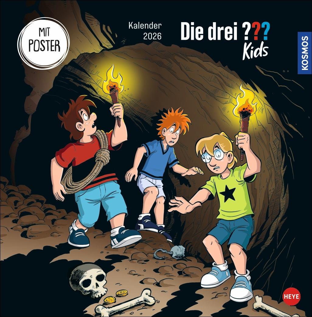 Vorderes Coverbild Die drei ??? Kids Broschurkalender 2026