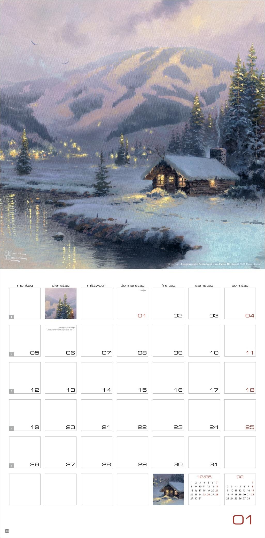Beispielinhalt (Bild) Thomas Kinkade: Land of Light Broschurkalender 2026