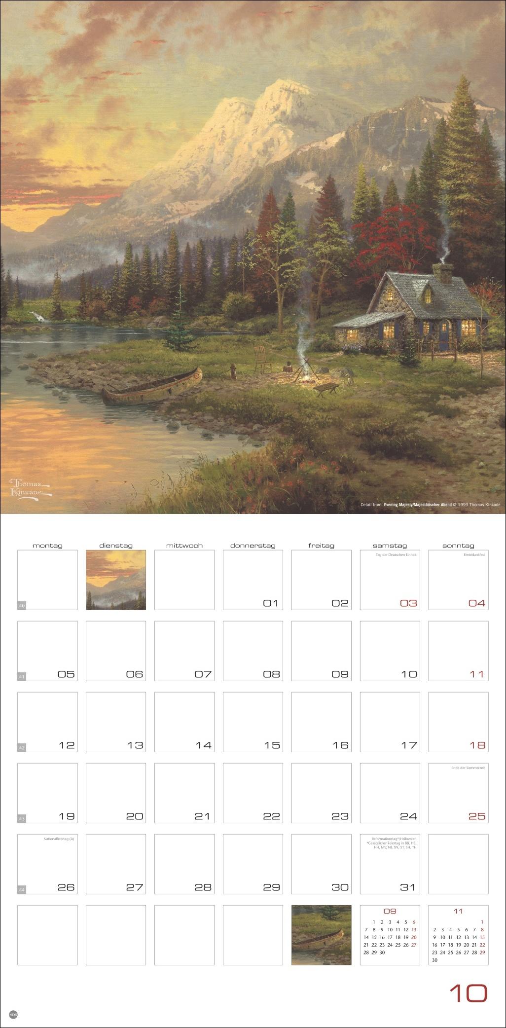 Beispielinhalt (Bild) Thomas Kinkade: Land of Light Broschurkalender 2026