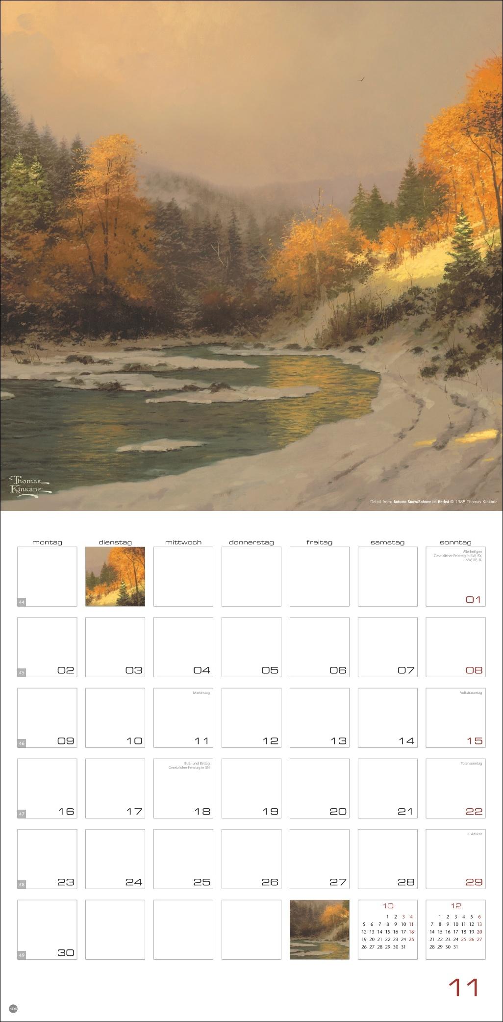 Beispielinhalt (Bild) Thomas Kinkade: Land of Light Broschurkalender 2026