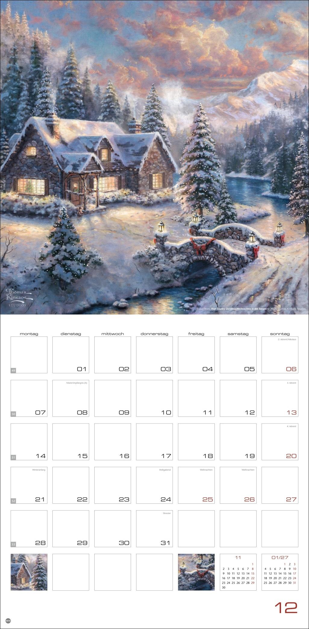 Beispielinhalt (Bild) Thomas Kinkade: Land of Light Broschurkalender 2026