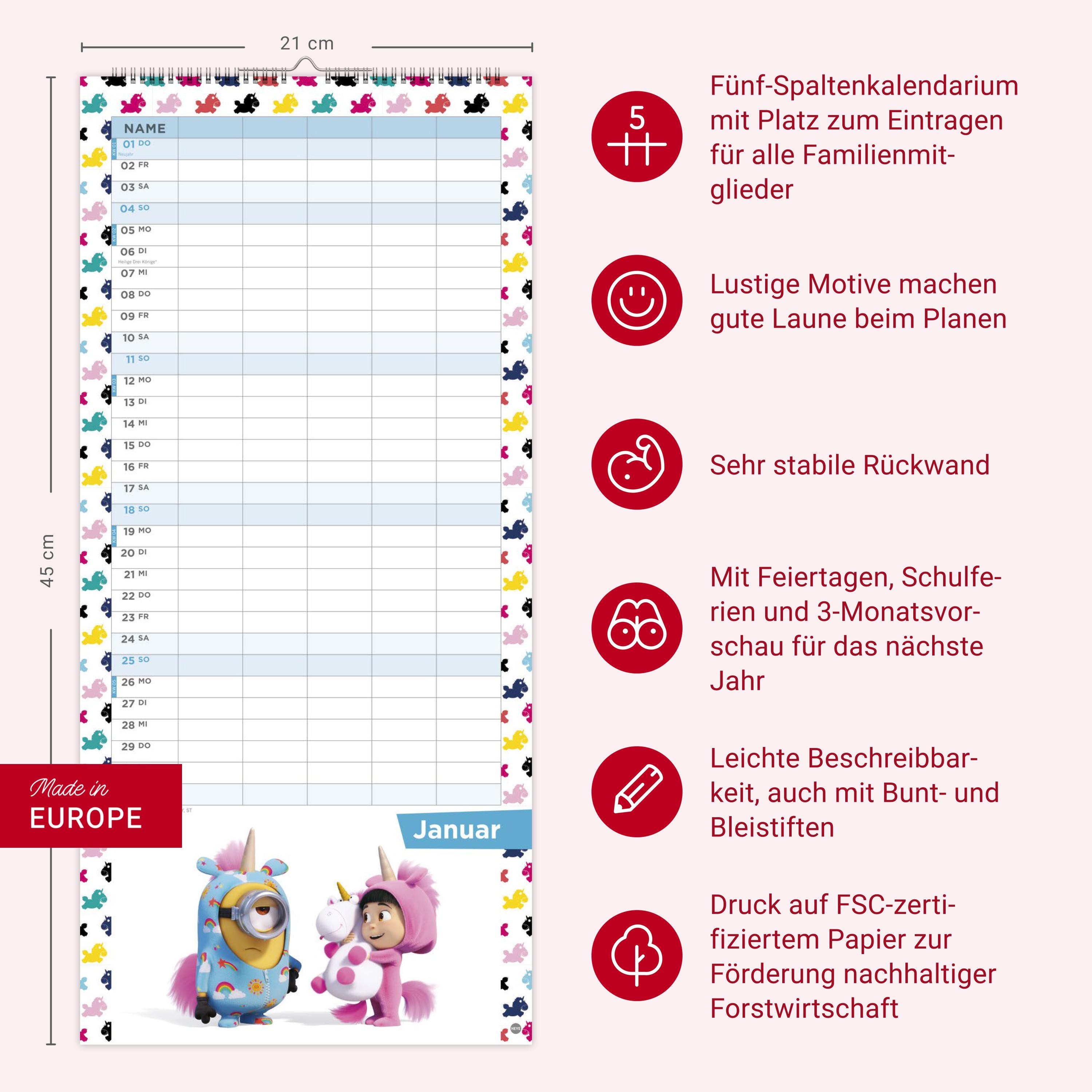 Beispielinhalt (Bild) Minions Familienplaner 2026