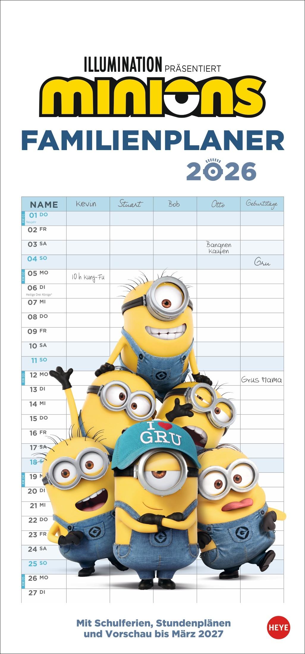 Vorderes Coverbild Minions Familienplaner 2026
