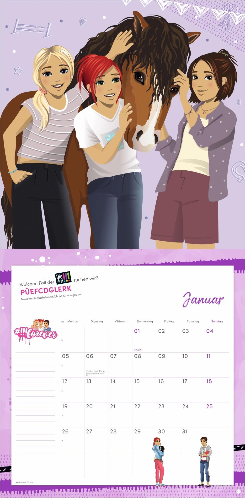 Beispielinhalt (Bild) Die drei !!! Broschurkalender 2026