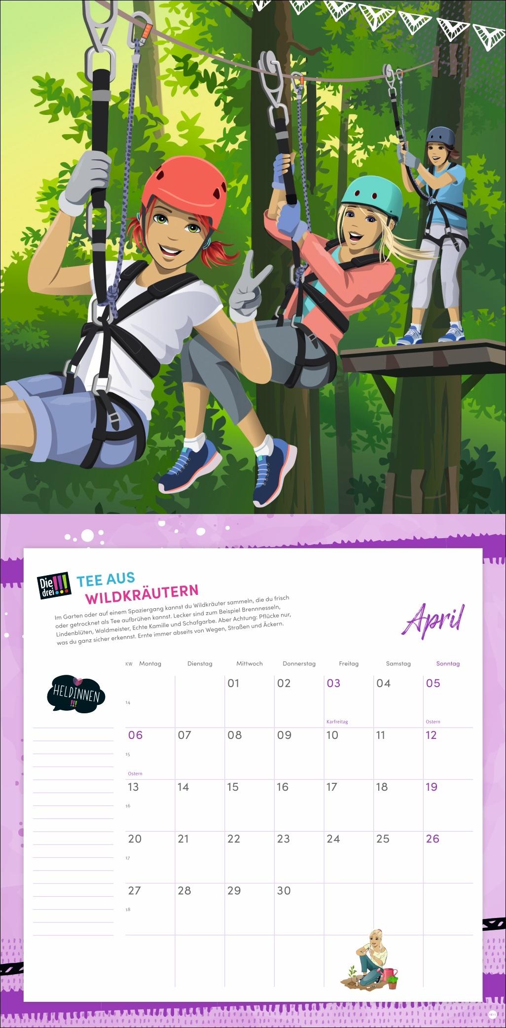 Beispielinhalt (Bild) Die drei !!! Broschurkalender 2026