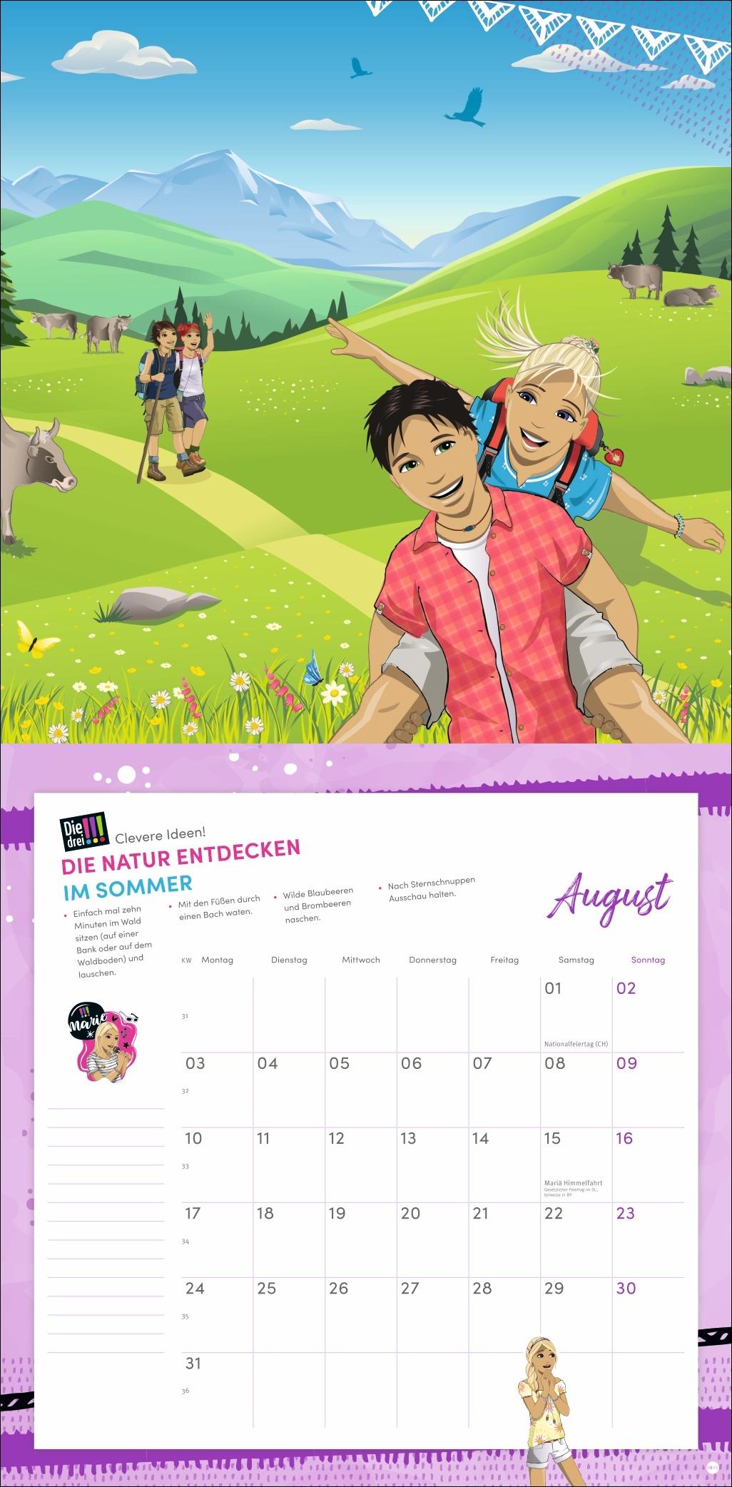 Beispielinhalt (Bild) Die drei !!! Broschurkalender 2026