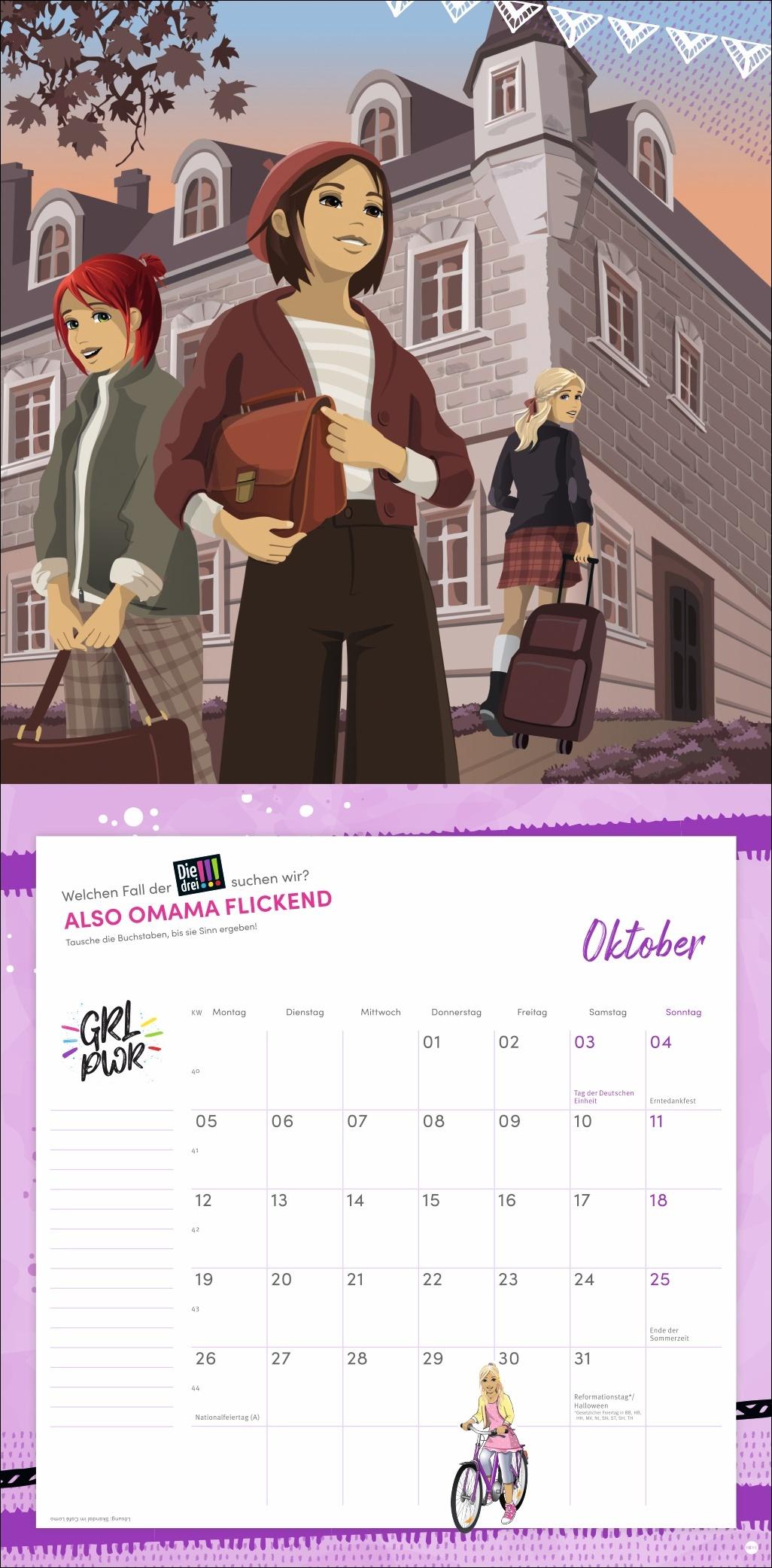 Beispielinhalt (Bild) Die drei !!! Broschurkalender 2026