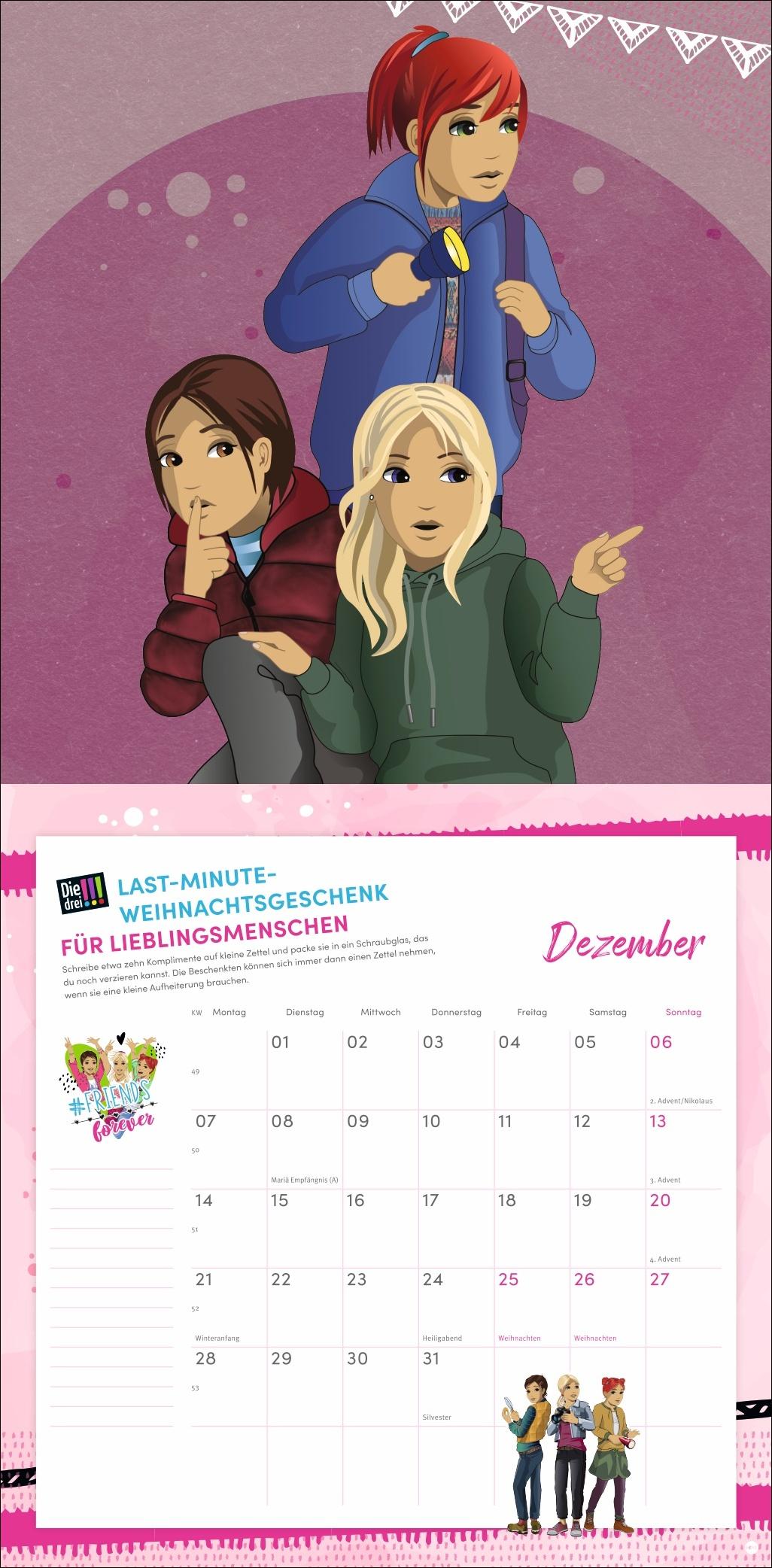 Beispielinhalt (Bild) Die drei !!! Broschurkalender 2026