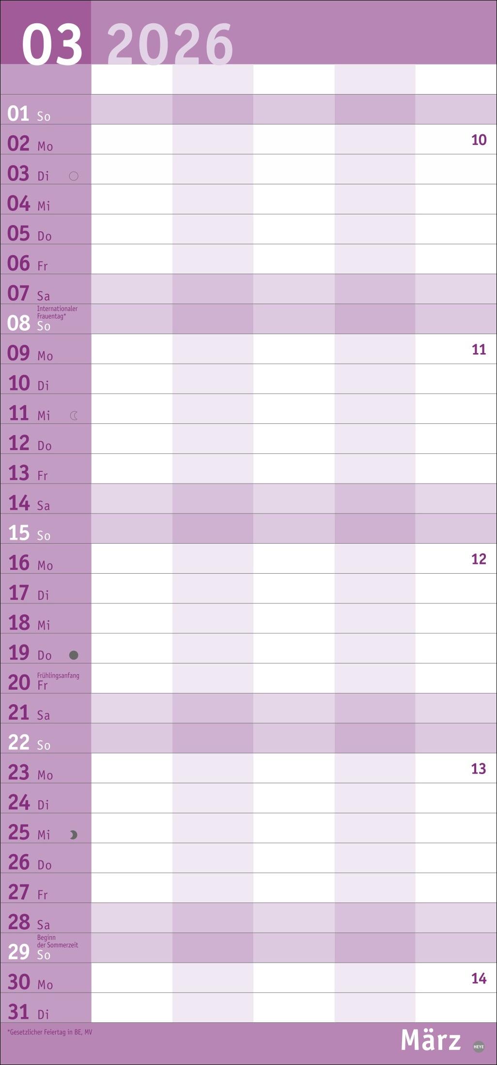 Beispielinhalt (Bild) Basic Familienplaner 2026