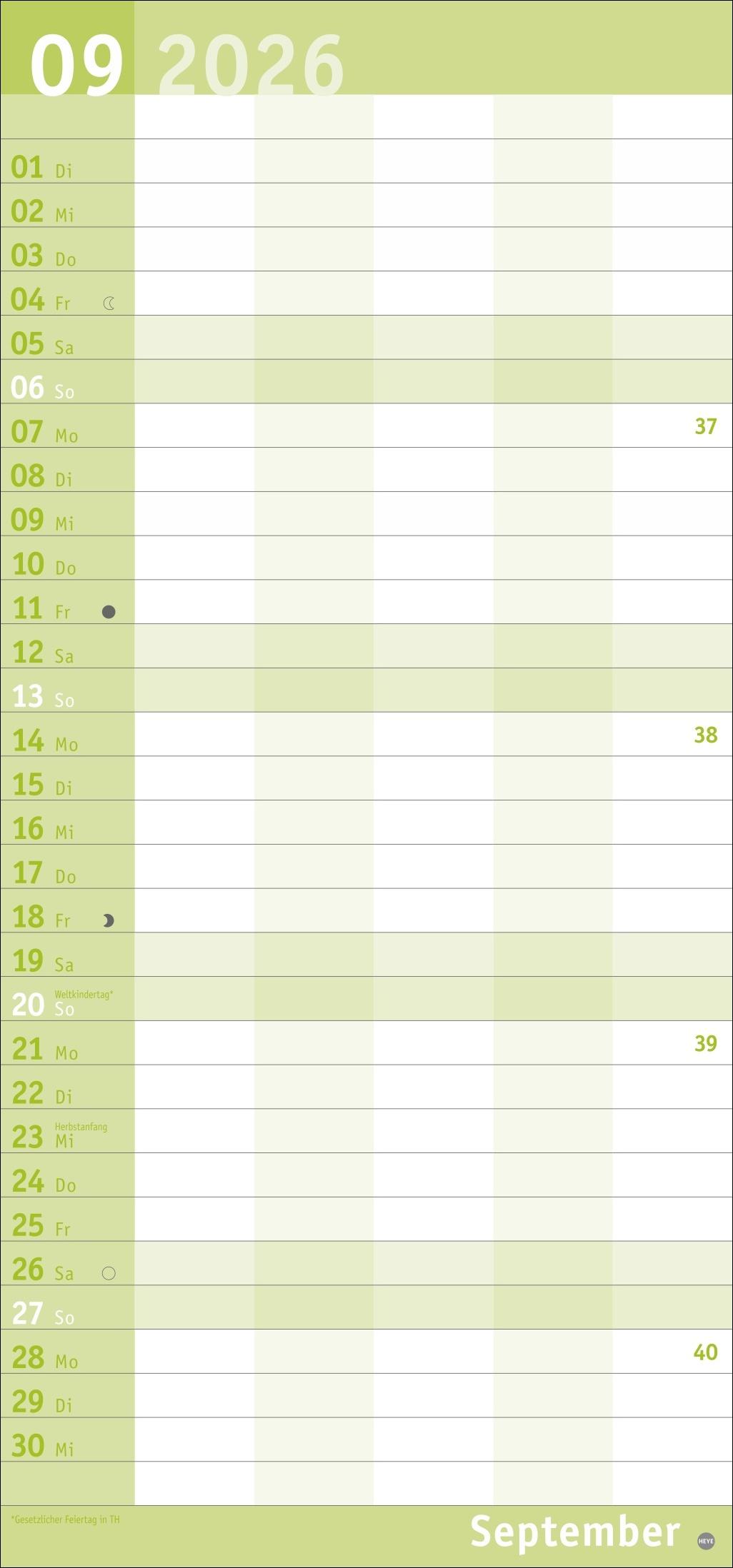 Beispielinhalt (Bild) Basic Familienplaner 2026