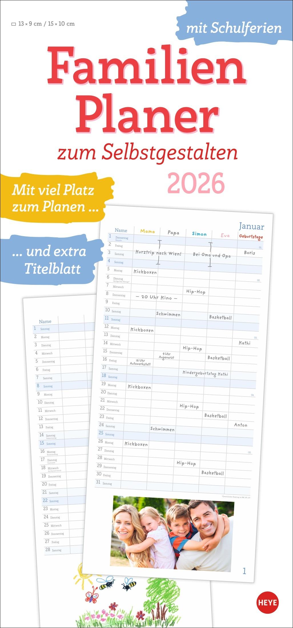 Vorderes Coverbild Familienplaner zum Selbstgestalten 2026